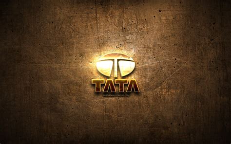 Download wallpapers Tata golden logo, cars brands, artwork, brown metal ...