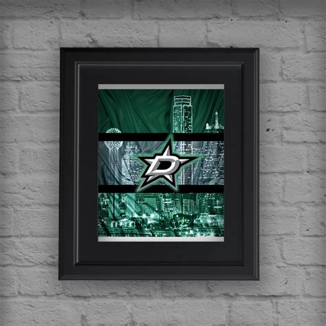 Dallas Stars Hockey In front of Dallas Skyline Poster, Dallas Stars Ma – McQDesign