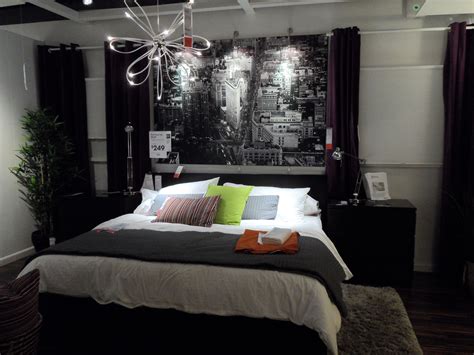 Ikea Showroom - urban chic bedroom with large modern city art