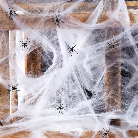 1000 Sqft Halloween Spider Web Decorations with 20 Fake Spiders Spooky ...