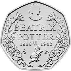 2016 Beatrix Potter 50p Coin - Mintage: 6,900,000 - Scarcity Index: 1