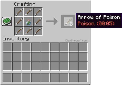 How to make an Arrow of Poison (0:05) in Minecraft