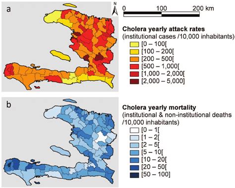 Mapping one year of cholera morbidity and mortality rates in Haiti. The... | Download Scientific ...