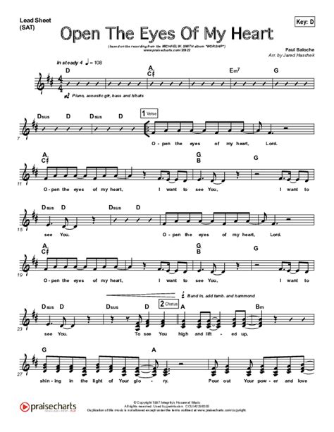 Open The Eyes Of My Heart Sheet Music PDF (Michael W. Smith) - PraiseCharts