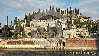 Verona, Italy. the Roman Theatre, Saint Pietro Castle and the Monastery ...