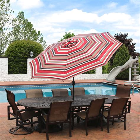 Sunnydaze 9 Foot Outdoor Patio Umbrella with Push Button Tilt & Crank ...