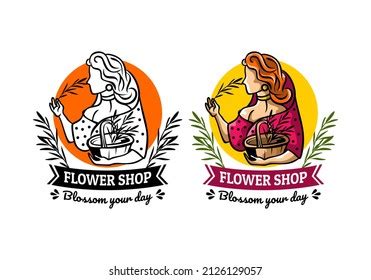 Logo Flower Shop Vector Illustration Template Stock Vector (Royalty Free) 2126129057 | Shutterstock