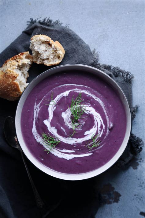 Roasted Purple Potato & Cauliflower Soup | Recipe | Purple potato recipes, Purple sweet potatoes ...