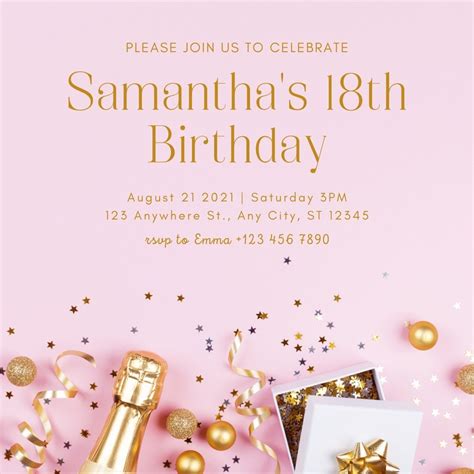 Free, printable 18th birthday invitation templates | Canva