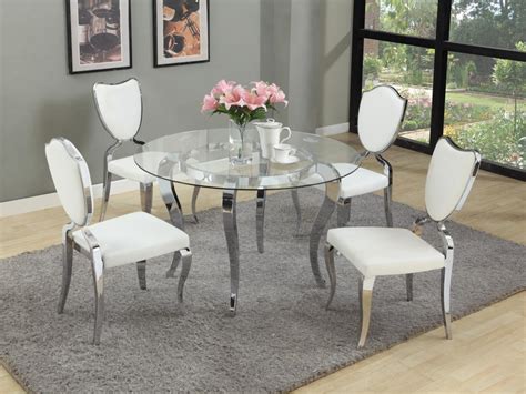 Refined Round Glass Top Dining Room Furniture Dinette Sacramento ...