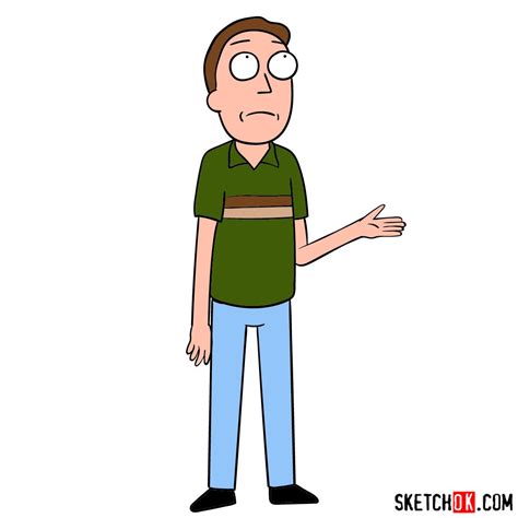 How to draw Jerry Smith, Morty's father - SketchOk