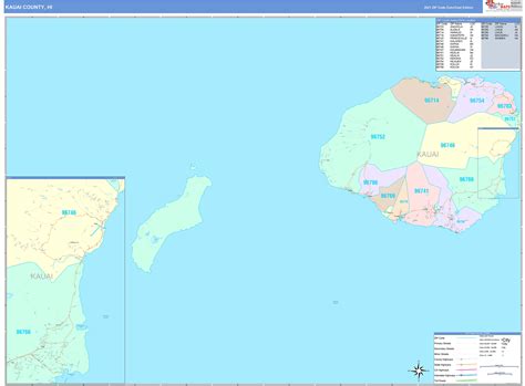 Kauai County, HI Wall Map Color Cast Style by MarketMAPS - MapSales.com