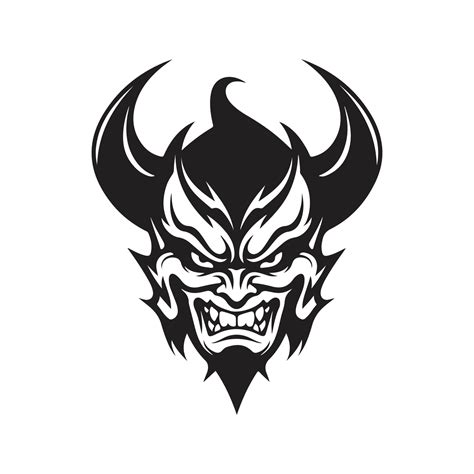 devil, logo concept black and white color, hand drawn illustration ...