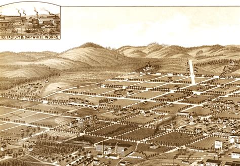 Anniston, Alabama in 1887 - Bird's Eye View Map, Aerial, Panorama ...