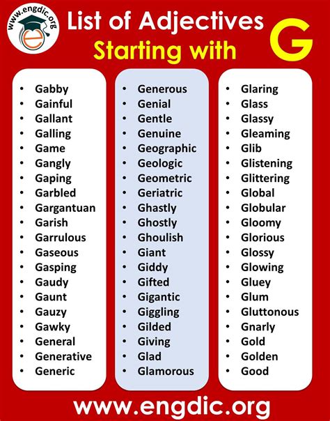 All Adjectives that Start with G (Sorted List) - EngDic