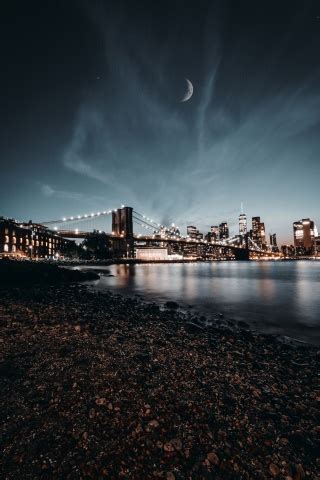 Brooklyn Bridge Wallpaper 4K, New York City, Night City