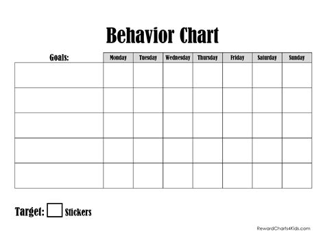 Editable Monthly Behavior Chart - Example Calendar Printable