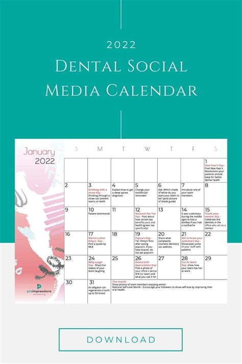 Social Media Content Calendar For Dentists [12 Months] | Dental social media, Dental marketing ...