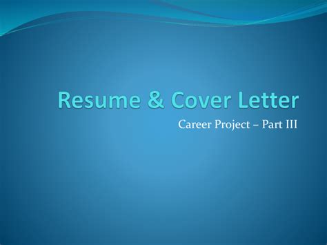 Resume Cover Letter PPT