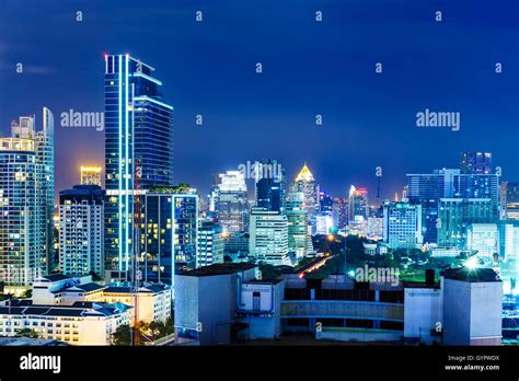 Bangkok skyline at night Stock Photo - Alamy