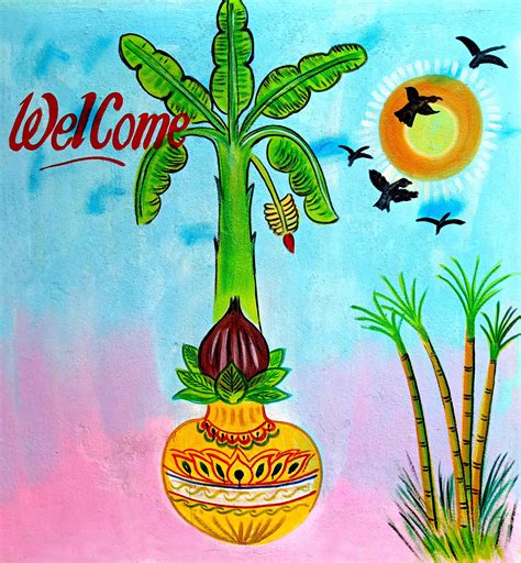 Chhath Puja Banana Tree with Sun and Sugercane - Free Download on pngmagic