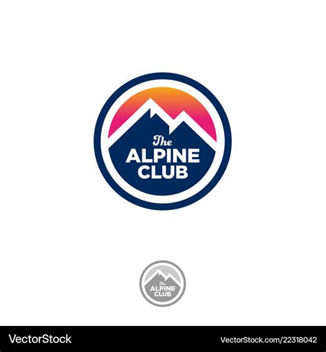 Alpine club logo mountains peaks on circle Vector Image