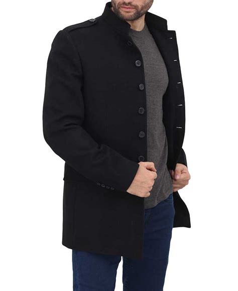 Mens 3 4 Length Wool Coat | Black 3 Quarter Long Jacket In Australia