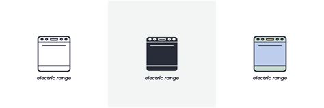 electric range icon. Line, solid and filled outline colorful version, outline and filled vector ...