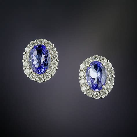 Estate Tanzanite and Diamond Halo Earrings