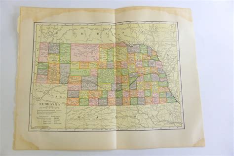 1904 Antique Map Nebraska State Map Encyclopedia Britannica | Etsy