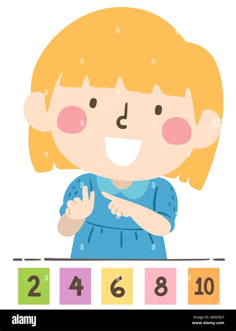 Illustration of a Kid Girl Counting By Twos with Numbers Flash Cards on ...