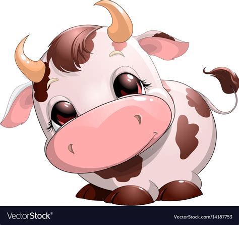 Cute baby cow cartoon vector image on VectorStock | Cute baby cow, Baby ...