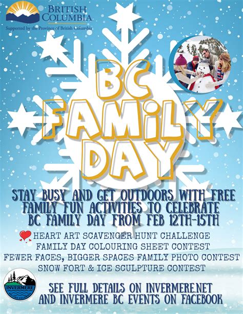 Stay busy, get creative and get outdoors with free family fun activities this BC Family Day Long ...