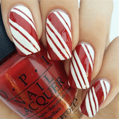 Candy cane nail art for Christmas! : RedditLaqueristas