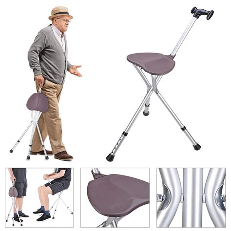 Koval Inc. Folding Cane Seat Walking Stick Adjustable Height - Walmart.com