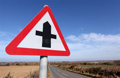 Crossroads Ahead Road Sign Warning. Royalty Free Stock Images - Image ...