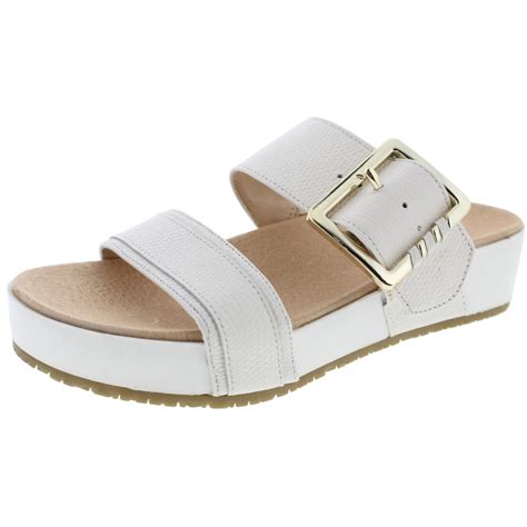 Dr Scholl's 3781 Womens Frill Textured Buckle Platform Sandals Shoes ...