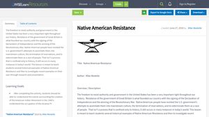 Native American Resistance | WISELearn Resources