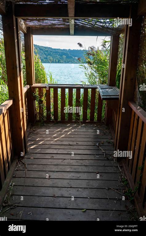 Observation deck on the Averno Lake near Naples, Italy Stock Photo - Alamy