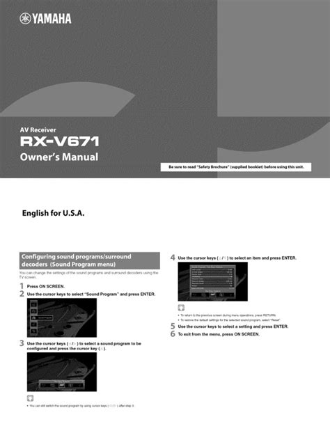 Yamaha rx-v671 Manual | PDF | Equalization (Audio) | Hdmi