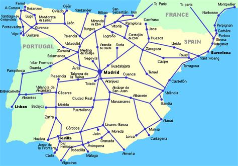 Spain Madrid Barcelona train rail maps