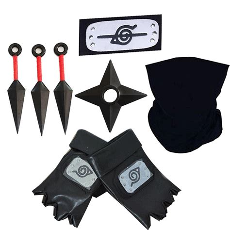 Buy HEITIGN Naruto Headband Set,Anime Kunai Knives Headband Prop Set with Gloves Face Mini Anime ...