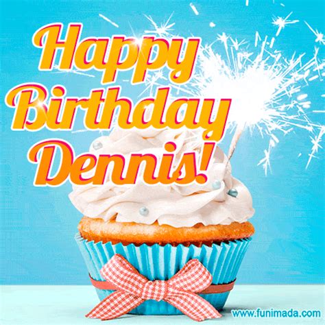 Happy Birthday, Dennis! Elegant cupcake with a sparkler. | Funimada.com