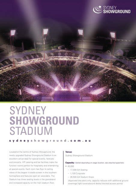 Download Stadium Fact Sheet - Sydney Showground