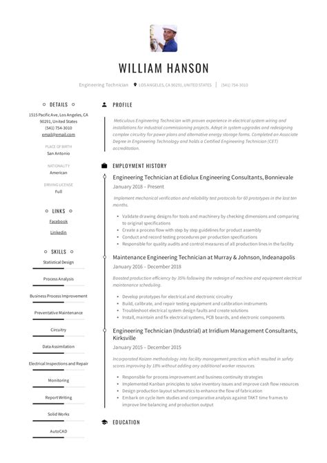 12 Engineering Technician Resumes Examples for 2023