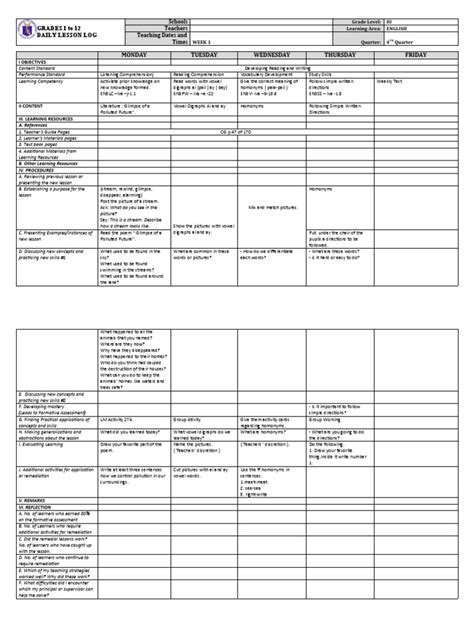 Grade 3 DLL English 3 Q4 Week 1 | PDF | Reading Comprehension | Pedagogy