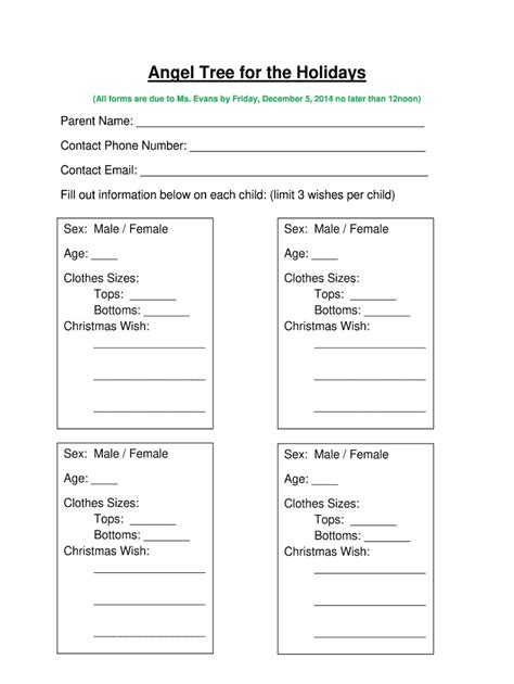 Angel Tree Template - Fill Online, Printable, Fillable, Blank | pdfFiller