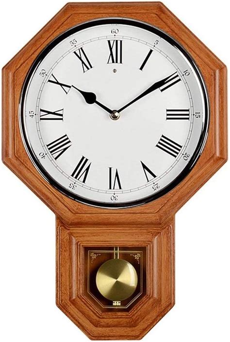 YUTRD Best Pendulum Wall Clock, Silent Decorative Wood Pendulum Clock With Swinging Pendulum ...