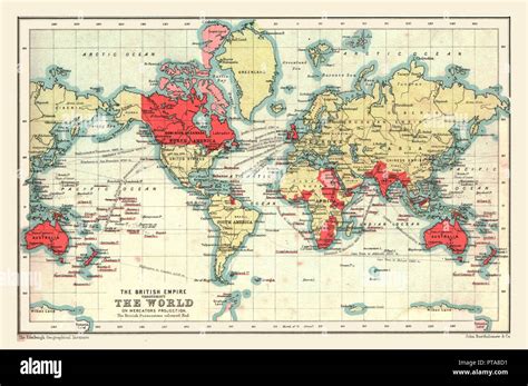 World Map showing the British Empire, 1902. Creator: Unknown Stock Photo - Alamy