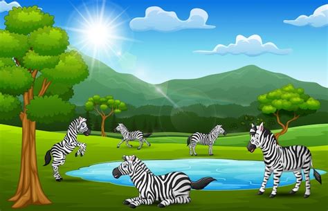 Zebras kissing valentine's day cartoon card Vector | Free Download